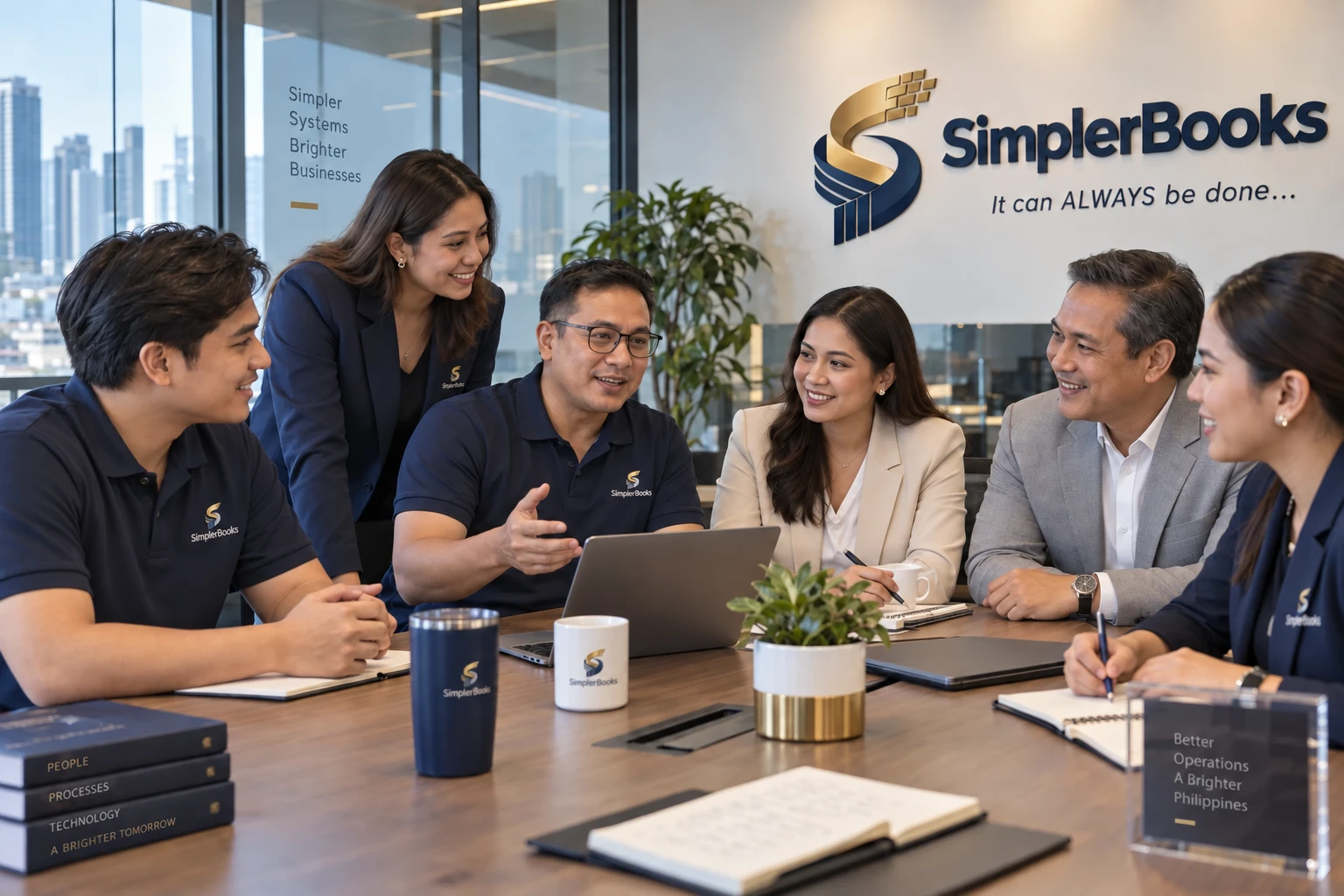 Illustrative SimplerBooks consultants collaborating with business clients