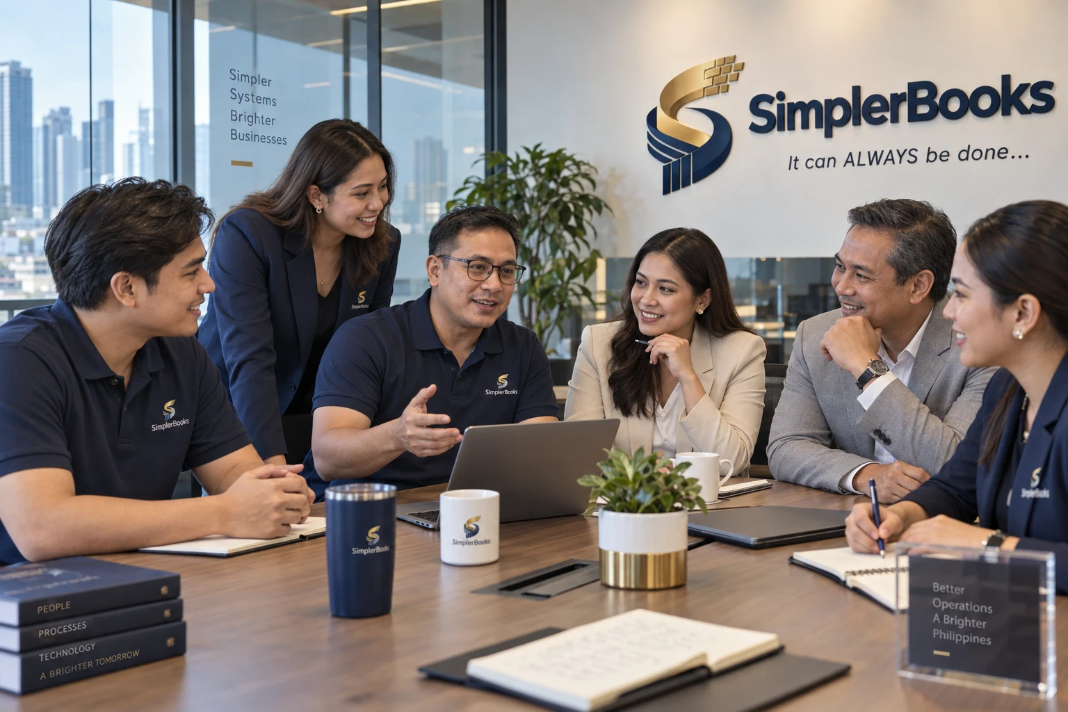 Illustrative SimplerBooks consultants collaborating with business clients