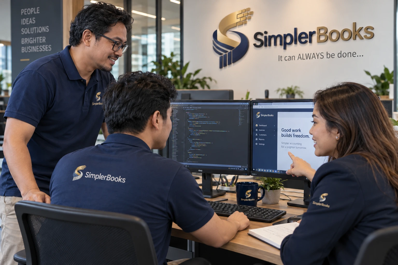 AI-created SimplerBooks brand scene: build with purpose