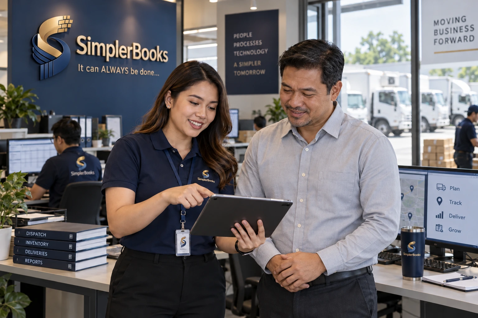 AI-created SimplerBooks brand scene: bring the field into view