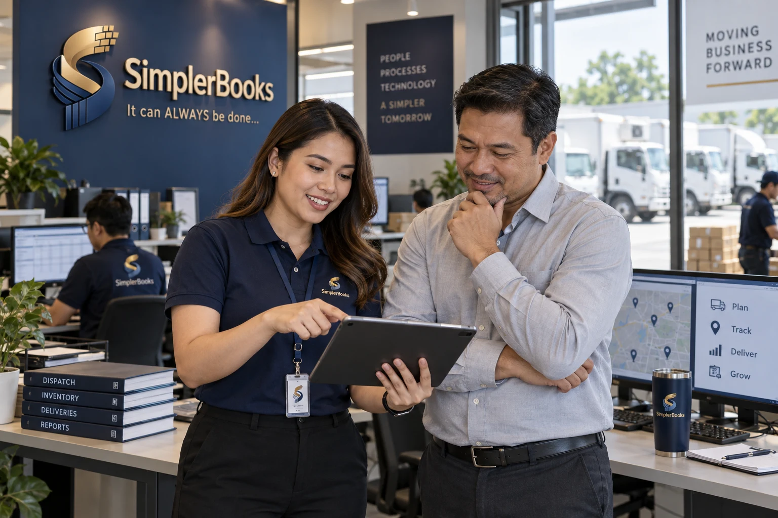 AI-created SimplerBooks brand scene: bring the field into view