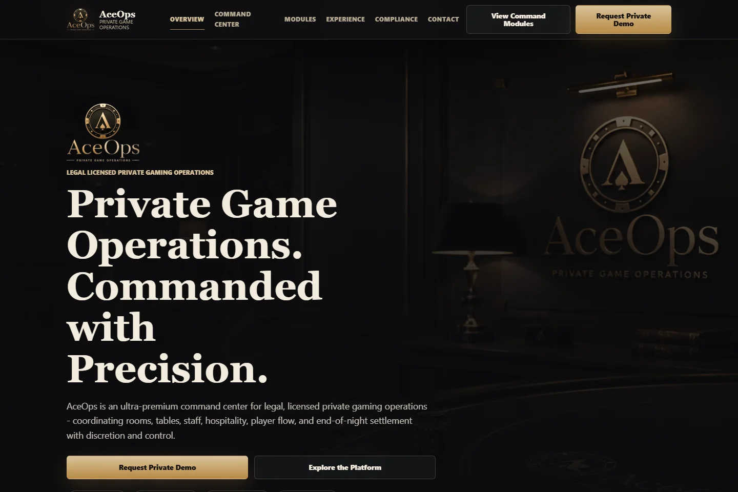 Website concept preview of AceOps
