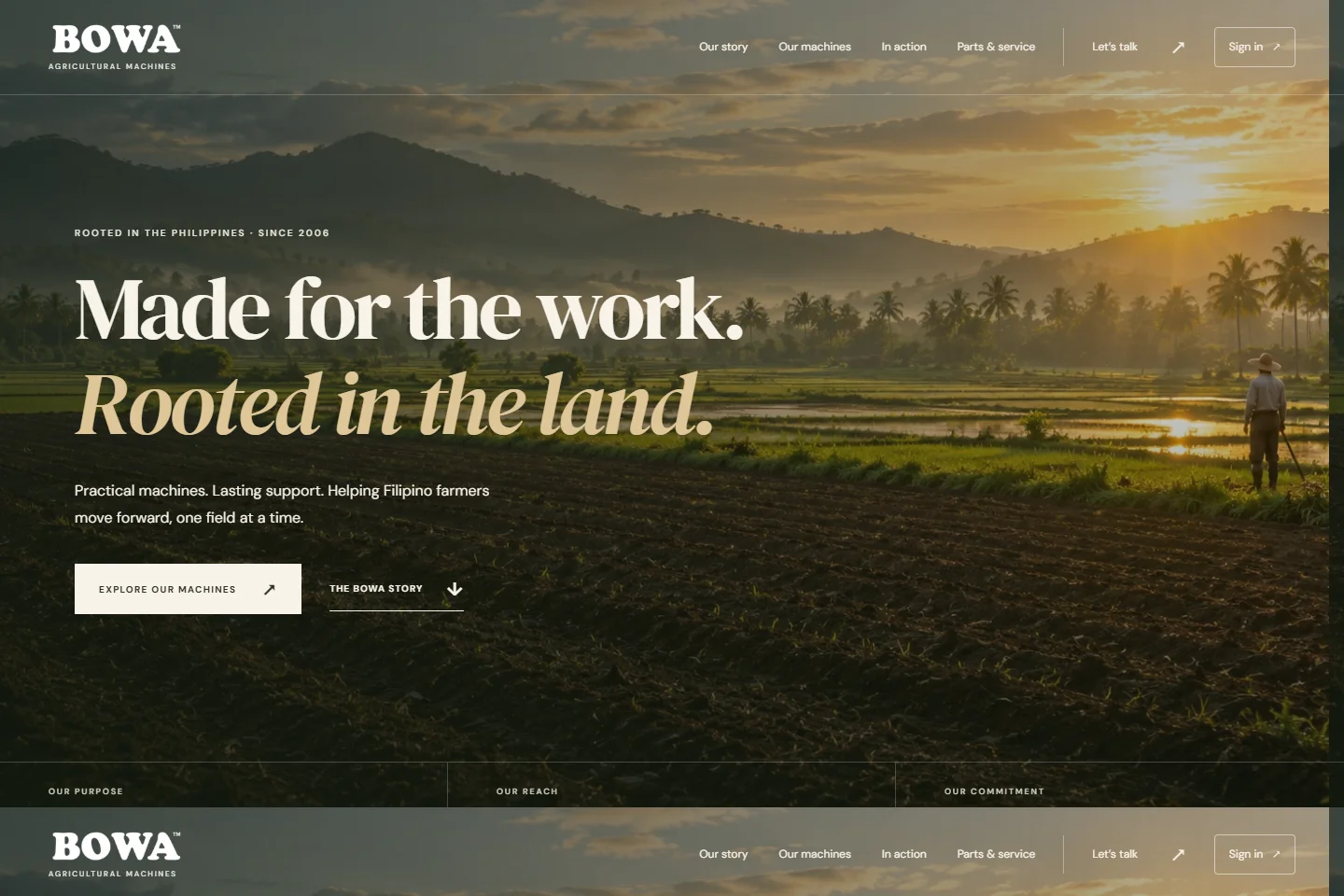 Public homepage of BOWA Machines