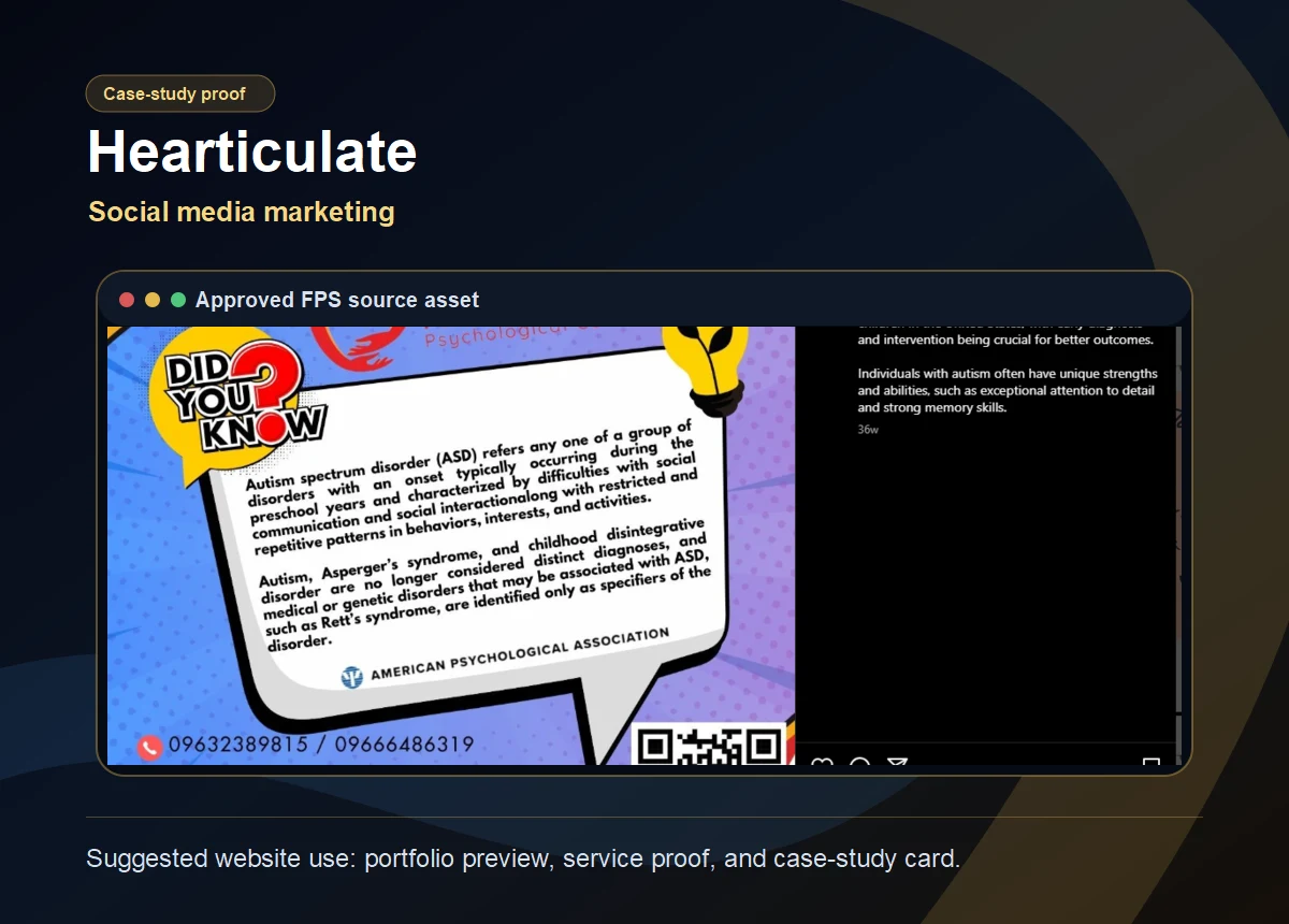 Hearticulate approved FPS case-study card.