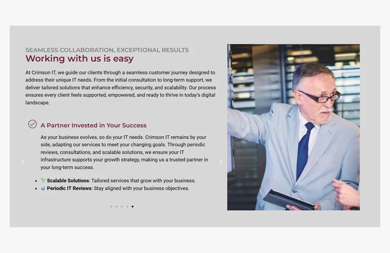 Crimson IT optimized website proof screenshot for FPS B2B web development work.